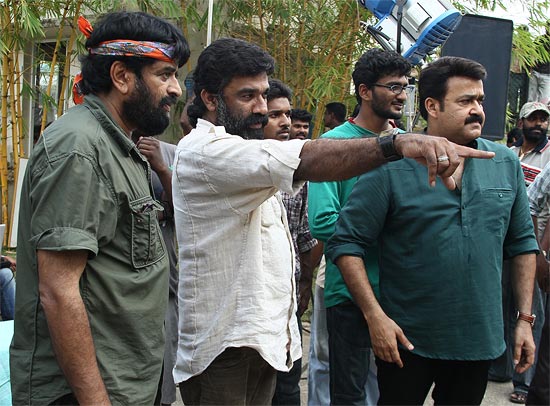 Mohanlal getting ready for a shot in Spirit