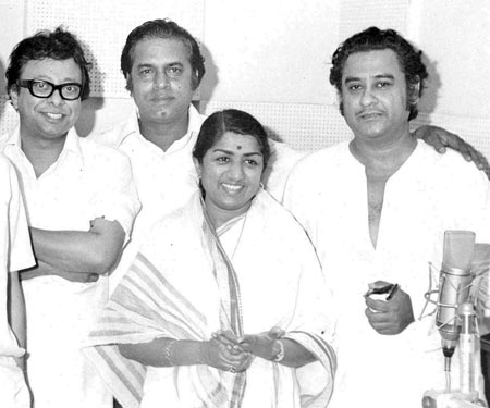 R D Burman, Shakti Samanta, Lata Mangeshkar and Kishore Kumar