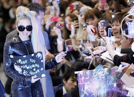 Lady Gaga with her fans