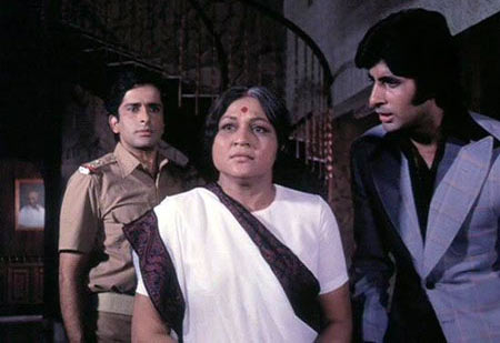 Shashi Kapoor, Nirupa Roy and Amitabh Bachchan in Deewar