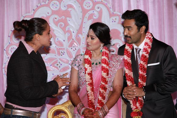 Simran with the newlyweds