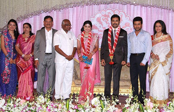 Suriya and Jyothika with the newlyweds