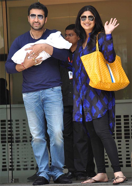 Shilpa Shetty with husband Raj Kundra and son Viaan