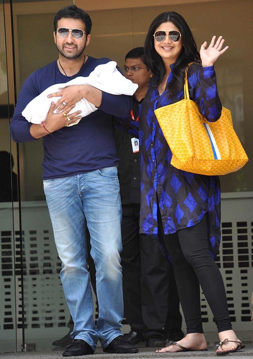 Shilpa Shetty, Raj Kundra with their son Viaan