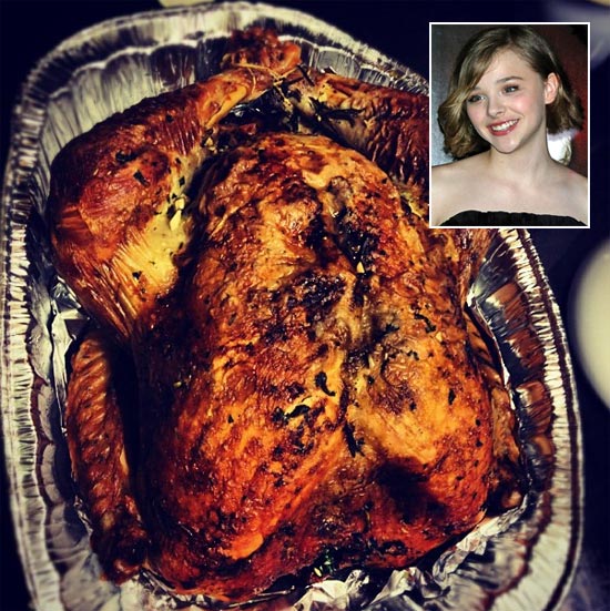 Chloe Moretz's Thnaksgiving dinner. Inset: Chloe Moretz