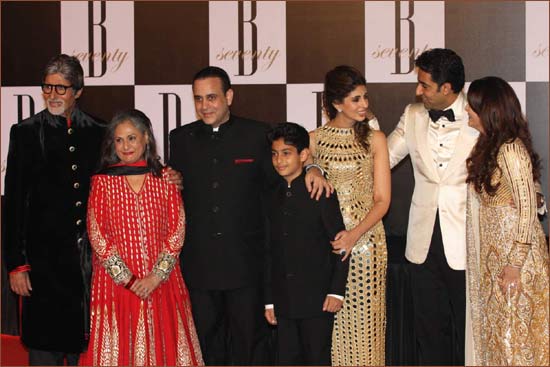 Amitabh and Jaya Bachchan, Nikhil Nanda with son Agastya and wife Shweta, and Abhishek and Aishwarya Rai Bachchan