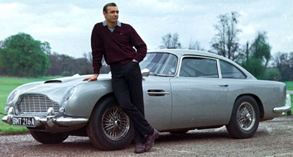 Sean Connery with the Aston Martin from Goldfinger