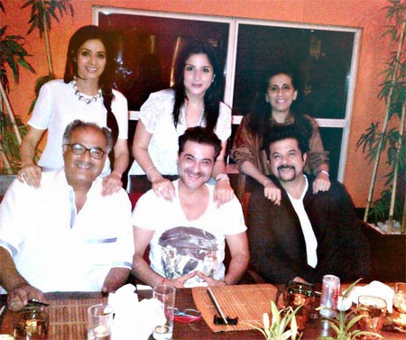 Boney, Sanjay and Anil Kapoor along with their respective wives Sridevi, Maheep and Sunita