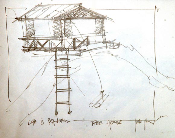 The sketch of the tree house