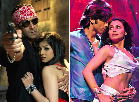 Salman Khan and Ayesha Takia in Wanted, Shahid Kaporr and Rani Mukerji in Dil Bole Hadippa