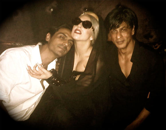 Shah Rukh Khan with Lady Gaga and Arjun Rampal