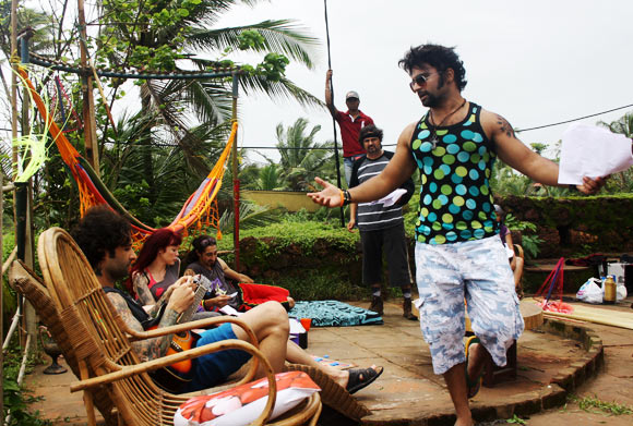 Sachiin Joshi, Daneil Weber, Adam Bedi on the sets of Jackpot in Goa