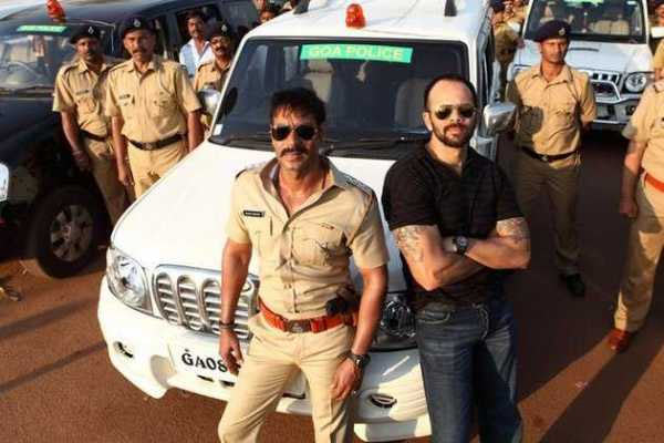 Ajay Devgn and Rohit Shetty on the sets of Singham