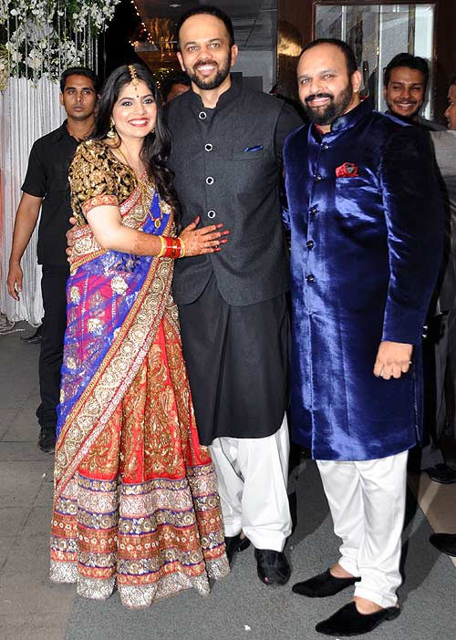 Rohit Shetty with sister Mahek and her husband at her wedding