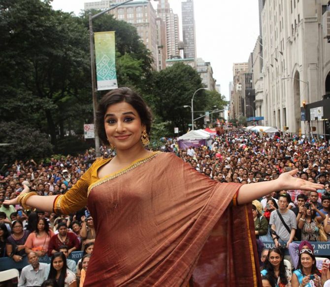 Vidya Balan as the Grand Marshal at the annual India Day Parade in New York, August 17, 2013. Photograph: Paresh Gandhi