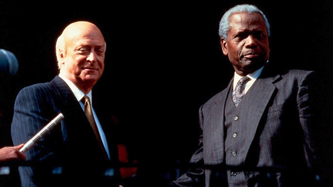 Michael Cain and Sidney Poitier in Mandela And De Klerk