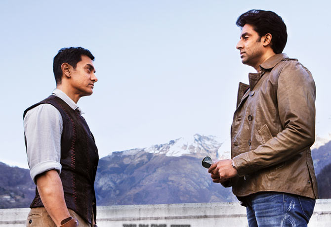 Aamir Khan and Abhishek Bachchan in Dhoom 3