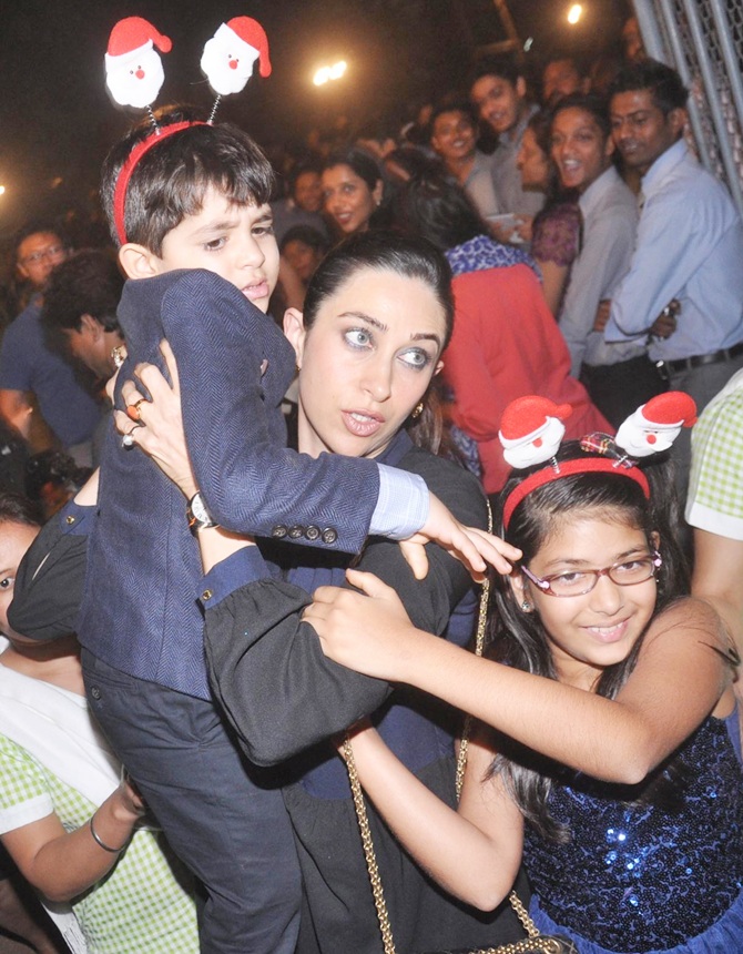Karisma Kapoor with kids Samaira and Kiaan Raj Kapoor 