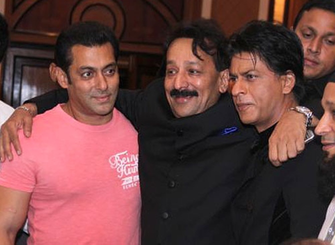 Salman Khan, Baba Siddiqui and Shah Rukh Khan