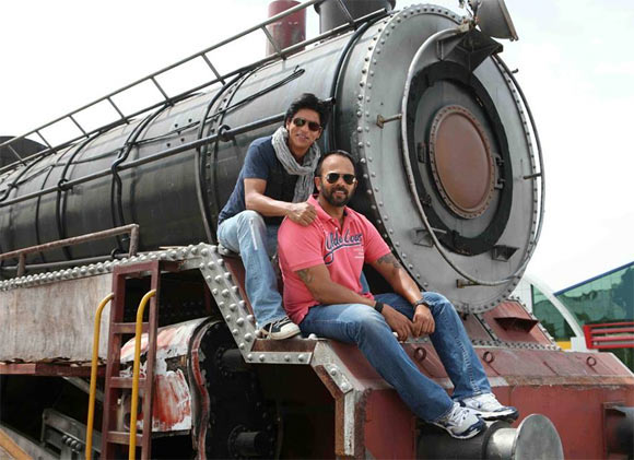 Shah Rukh Khan and Rohit Shetty on the sets of Chennai Express