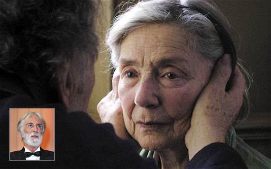 A scene from Amour. Inset: Director Michael Haneke