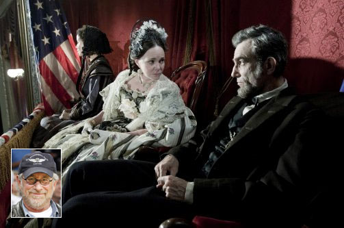 A scene from Lincoln. Inset: Steven Spielberg