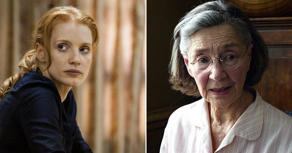 Jessica Chastain in Zero Dark Thirty and Emmanuelle Riva in Amour