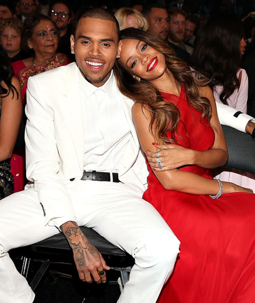 Rihanna and Chris Brown at the 2013 Grammys