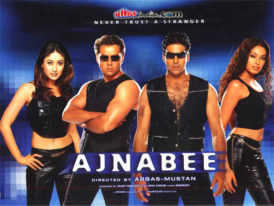 Kareena Kapoor, Bobby Deol, Akshay Kumar and Bipasha Basu on the Ajnabee poster