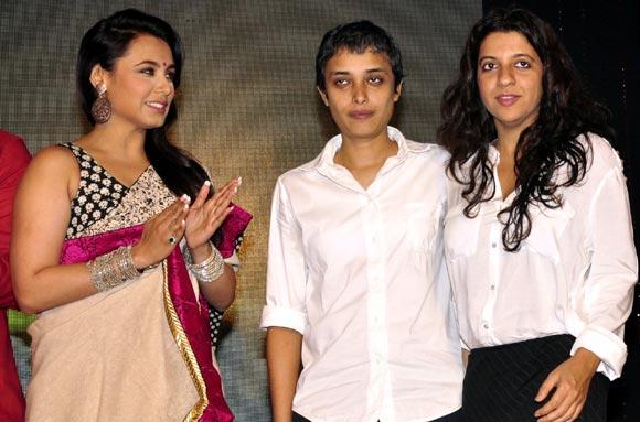 Reema Kagti with Rani Mukerji and Zoya Akhtar at the Talaash music launch.