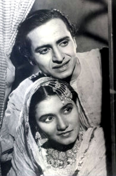 Pran with costar Anjana in his debut film Yamla Jat