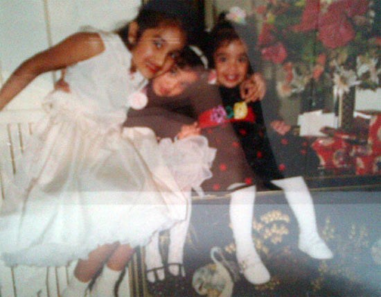 Jiah Khan (in white) with her younger sisters