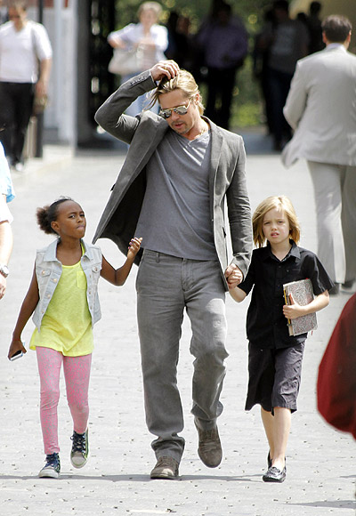 Brad Pitt with Zahara Marley and Shiloh Nouvel