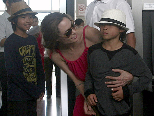 Angelina Jolie with Pax Thien (right) and Maddox