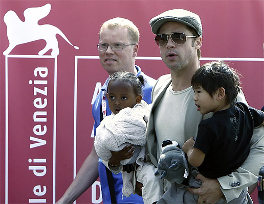 Brad Pitt with Zahra and Maddox