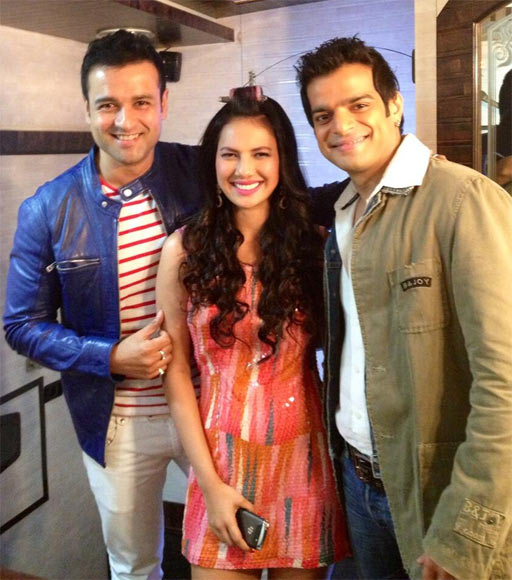 Rohit Roy with former Miss India Rochelle Rao and TV actor Karan Patel