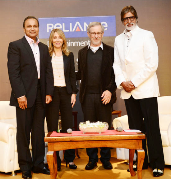 Anil Ambani, Stacey Snider, Steven Spielberg and Amitabh Bachchan