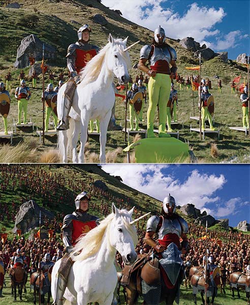 A scene from The Chronicles of Narnia before and after visual effects