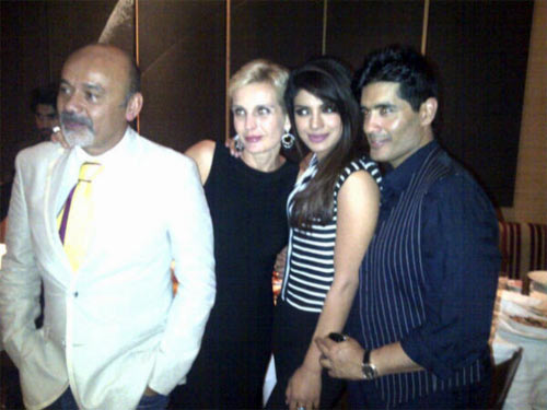 Christian Louboutin with Priyanka Chopra and Manish Malhotra