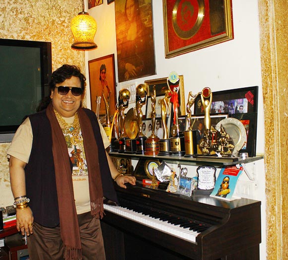 Bappi Lahiri with his Trophies