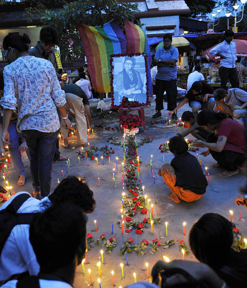 Mourners from the gay community say goodbye