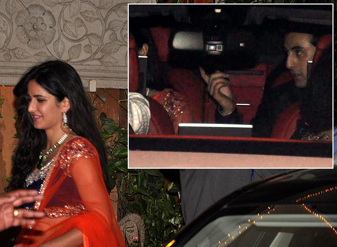 Katrina Kaif. Inset: Ranbir Kapoor in the car