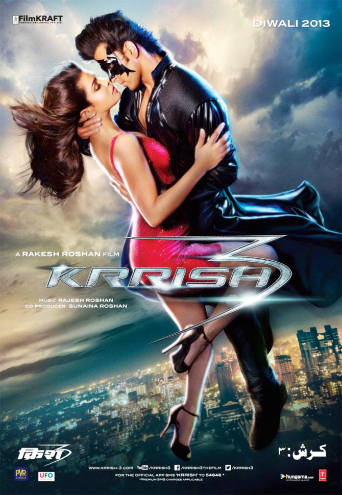 Hrithik roshan and Priyanka Chopra in Krrish 3 poster