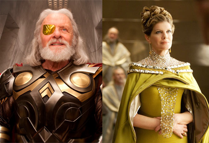 Thor's parents, Odin and Frigga played by Sir Anthony Hopkins and Rene Russo
