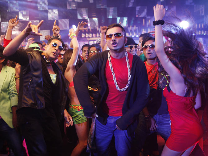 Akshay Kumar and Honey Singh in Boss