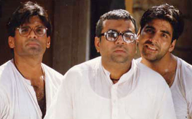 Sunil Shetty, Paresh Rawal and Akshay Kumar in Hera Pheri