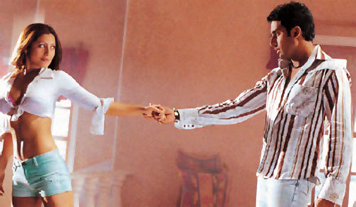 Rimi Sen and Abhishek Bachchan in Dhoom