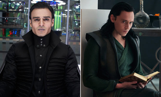 Vivek Oberoi as Kaal and Tom Hiddleston as Loki