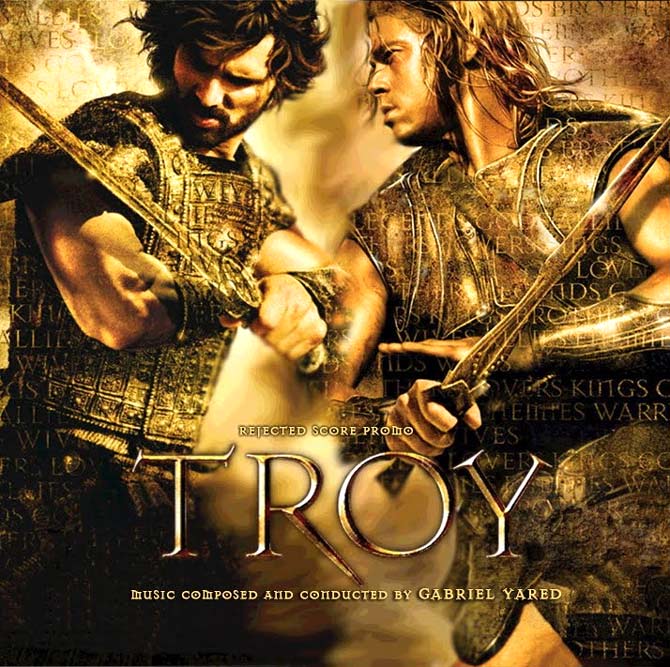 Eric Bana and Brad Pitt in a Troy poster