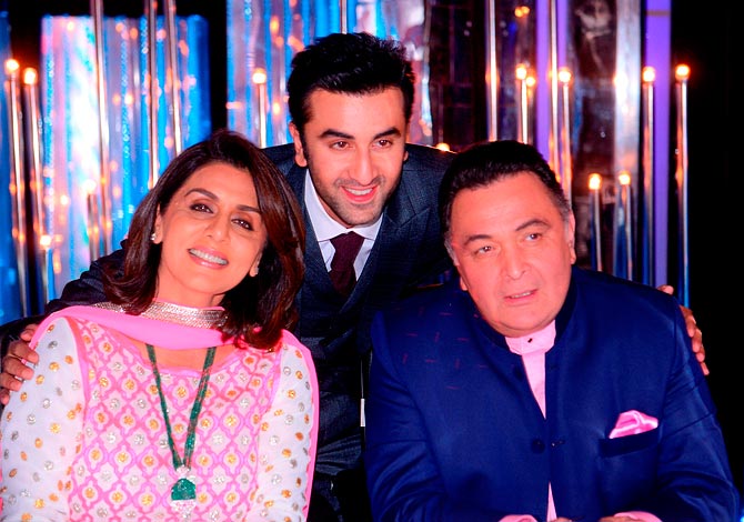 Neetu, Ranbir and Rishi Kapoor